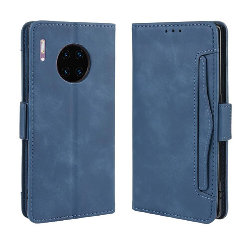 Wewoo Housse Coque Étui en cuir à motif peau de veau style portefeuille pour Huawei Mate 30 Proavec fente carte séparée bleu