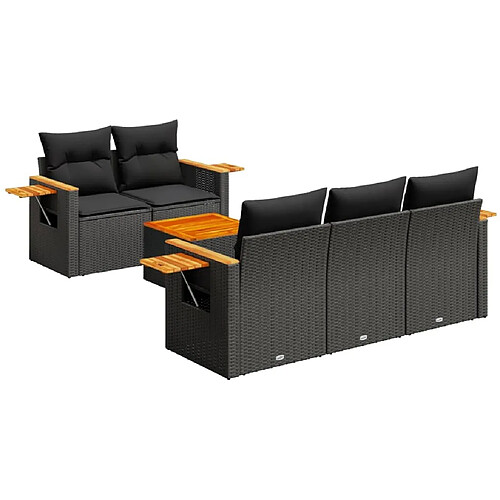 Maison Chic Salon de jardin 6 pcs avec coussins | Ensemble de Table et chaises | Mobilier d'Extérieur noir résine tressée -GKD40831