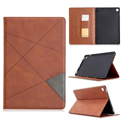 Etui en PU fonction de réveil/sommeil automatique à motif géométrique avec support café pour votre Samsung Galaxy Tab S5e SM-T720