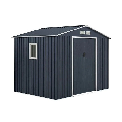 Archer Abri de jardin en métal 5,29 m² - 277 x 191 x 202 cm - Kit d'ancrage inclus - Gris