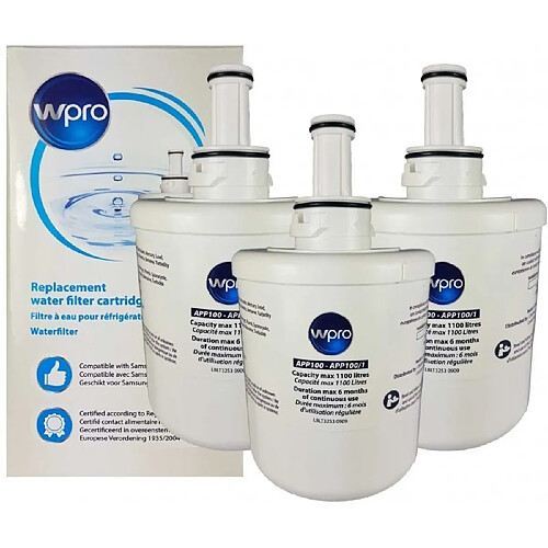 Lot de 3 filtres à eau wpro app100/1 pour réfrigérateur whirlpool - samsung