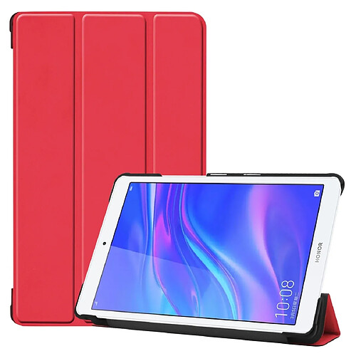 Wewoo Housse Coque Étui en cuir PU avec dessin coloré et texture horizontale pour Huawei MediaPad M5 Lite 8.0avec support escamotable à trois Rouge