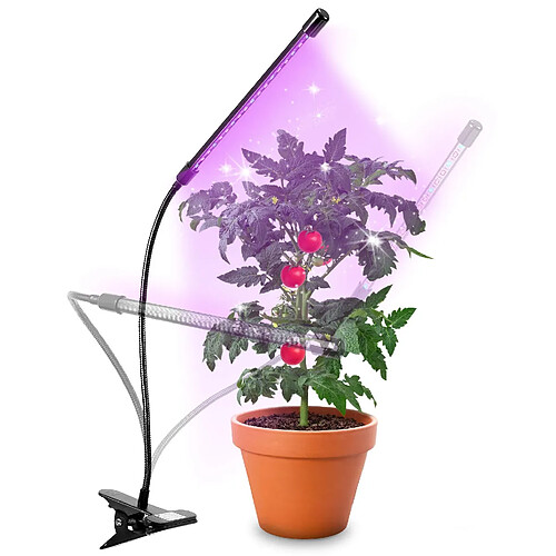 Duronic GLC12 Lampe de croissance horticole à pince 20W | Ampoules LED | 3 modes : bleu, rouge, mixte | Intensité ajustable | Prise USB | Lumière de culture pour plante fruit légume fleur herbe