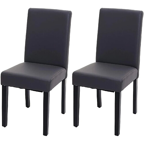 Decoshop26 Lot de 2 chaises de salle à manger synthétique gris mat pieds foncés CDS04459