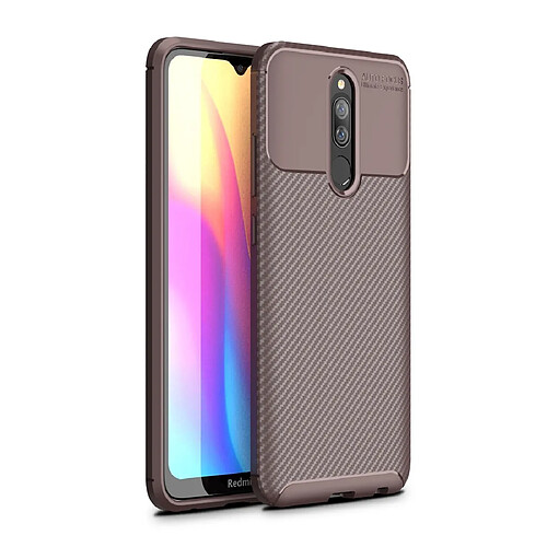 Wewoo Coque Souple Pour Xiaomi Redmi 8 Housse TPU antichoc en fibre de carbone de la série Beetle Series Marron