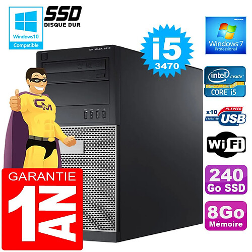 PC Tour DELL 7010 Core I5-3470 Ram 8Go Disque 240 Go SSD Graveur DVD Wifi W7 · Occasion