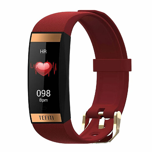 Justgreenbox Bracelet intelligent fréquence cardiaque pression artérielle surveillance de l'oxygène IP67 étanche, Rouge