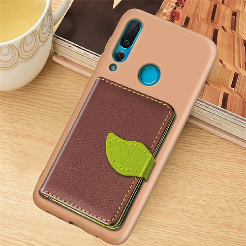 Wewoo Coque Litchi Pattern Card Bag Wallet Bracket + TPU Phone Case with Slot Function For Huawei Nove 4 Brown