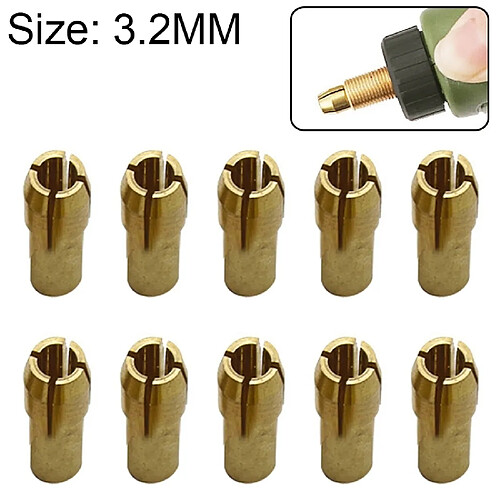 Wewoo 11 PCS Écrou de serrage en cuivre à trois griffes pour raccords broyeur électrique diameter Diamètre d'alésage: 3.2mm