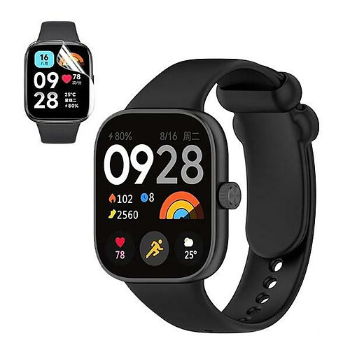 Kit Bracelet SmoothSilicone + Film Hydrogel Phonecare pour Xiaomi Redmi Watch 4 - Noir