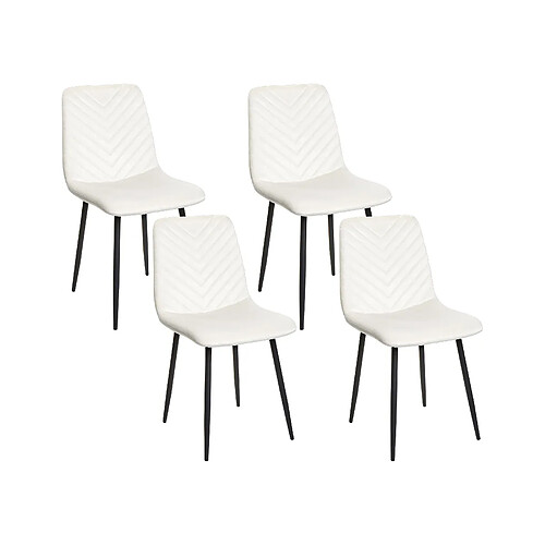 Beliani Chaise de salle à manger HAVRE Set de 4 Velours Blanc cassé