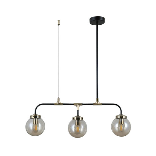 Luminaire Center Suspension Valpena Verre,acier,aluminium Bronze antique, noir mat