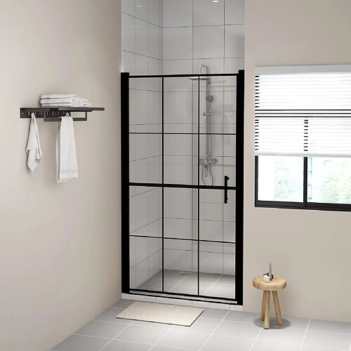 vidaXL Porte de douche verre trempé 100x178 cm noir