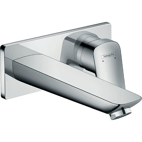 Hansgrohe - Mitigeur lavabo Logis encastré mural, Bec 195mm, bonde à écoulement libre chromé