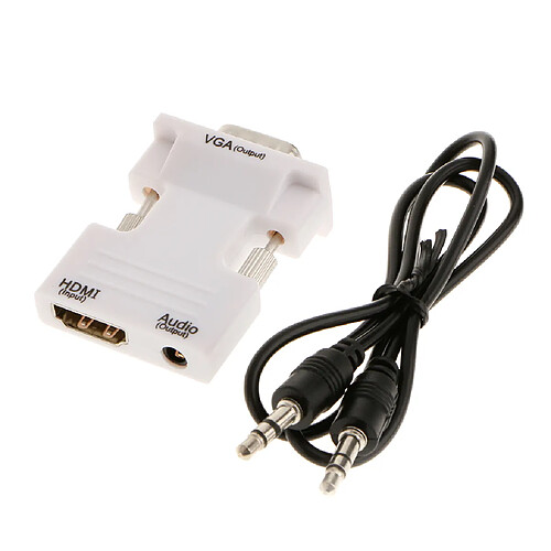 Hdmi Femelle Convertisseur Vga Mâle + Support Adaptateur Audio 1080p Sortie Blanc