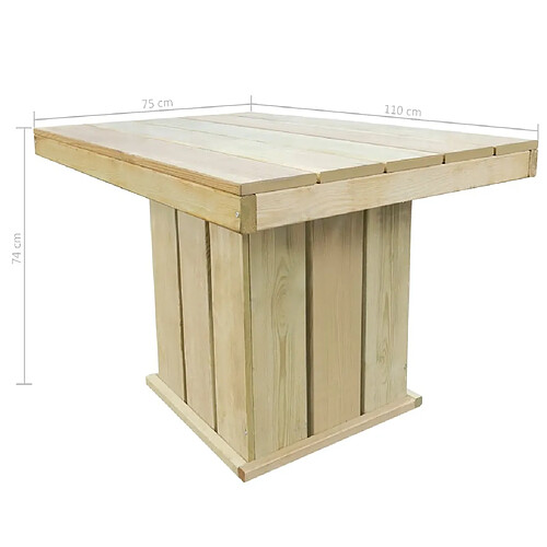 Maison Chic Table de jardin | Table d'extérieur 110x75x74 cm Bois de pin imprégné -GKD56272