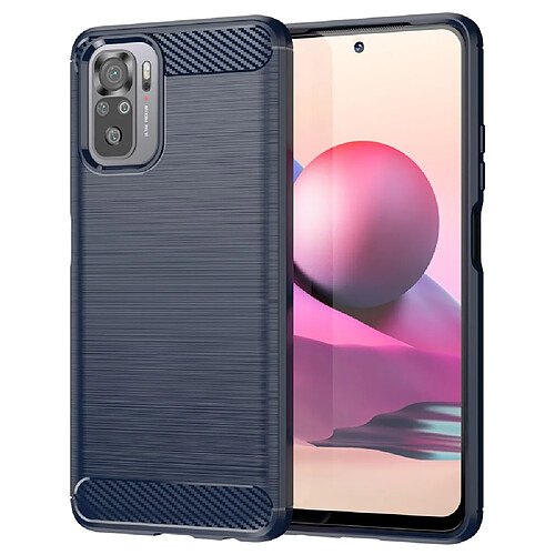 Coque en TPU antichoc, texture en fibre de carbone bleu pour votre Xiaomi Redmi Note 10 4G/Note 10S