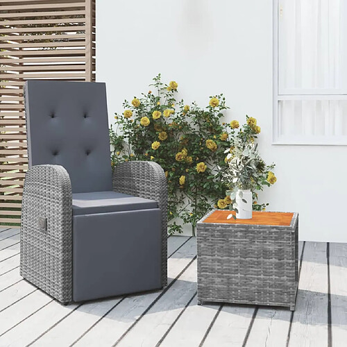 vidaXL Ensemble de salon de jardin 2 pcs gris poly rotin et acacia