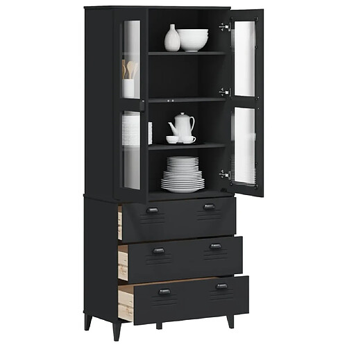 vidaXL Buffet VIKEN noir 80x40x190 cm bois massif de pin