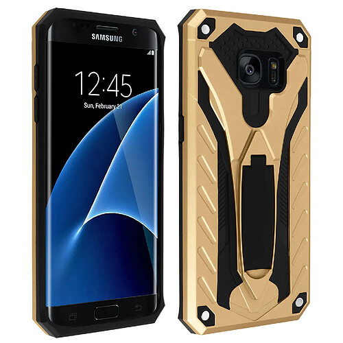 Avizar Coque Samsung Galaxy S7 Edge Protection Bi-matière Antichoc Fonction Support Or