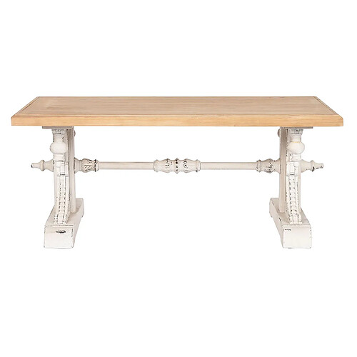 Pegane Table basse, table de salon en bois de sapin coloris blanc, naturel - longueur 110 x profondeur 65 x Hauteur 46 cm