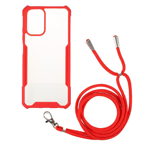 Coque en TPU + acrylique, antichoc avec lanière rouge pour votre Xiaomi Redmi Note 10 4G/Note 10S