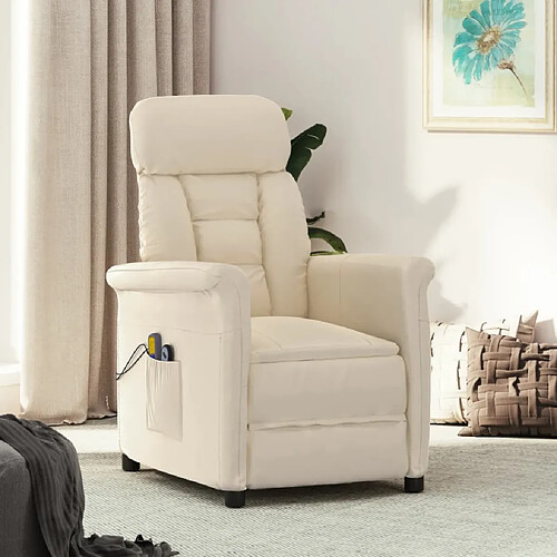 vidaXL Fauteuil électrique de massage Beige microfibre