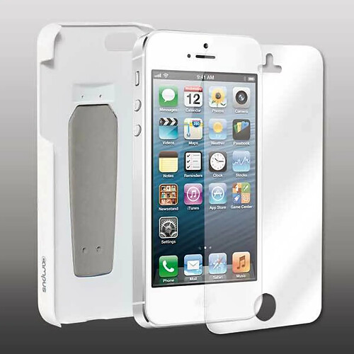 Campus Coque pour iPhone 5 StandShield avec Stand Blanc / Clip Bleu + Film