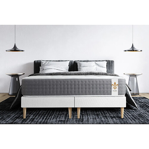 LITIER DELUXE Ensemble Le Vingt-Six 160 x 200 cm double sommiers Blanc