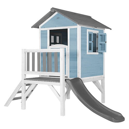 AXI Maison Enfant Beach Lodge XL en Bleu avec Toboggan en Gris | Maison de Jeux en Bois FFC pour Les Enfants | Maisonnette / Cabane de Jeu pour Le Jardin