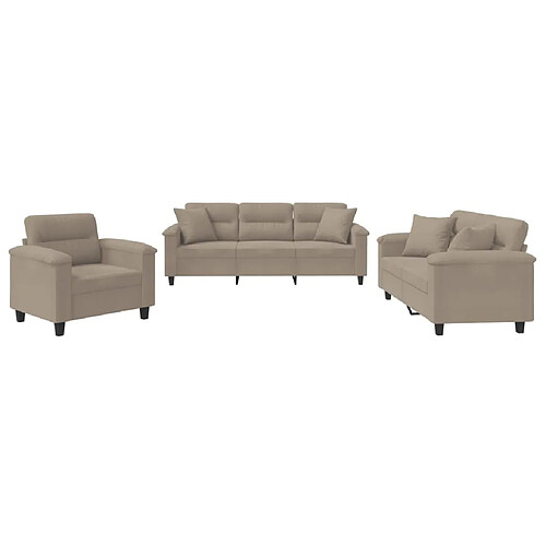 Maison Chic Ensemble de canapés 3 pcs avec coussins, Canapé droit Sofa pour Salon Taupe Tissu microfibre -GKD337463