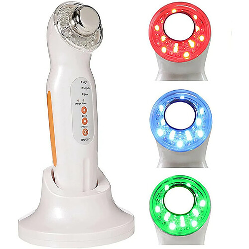 Chrono Appareil De Beauté De Rajeunissement De La Peau Ultrasonique 3 en 1 Masseur De Rajeunissement De Photon À Ultrasons pour La Beauté du Visage, 3Mhz, LCD, 3 Couleurs(Orange)