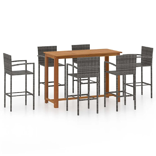 Maison Chic Table de bar et chaises d'extérieur 7 pcs,Ensemble de bar de jardin pour relax Gris -GKD621611