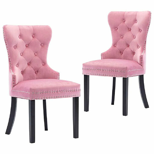 Maison Chic Lot de 2 Chaises à manger modernes,Chaises à dîner rose velours -MN94718