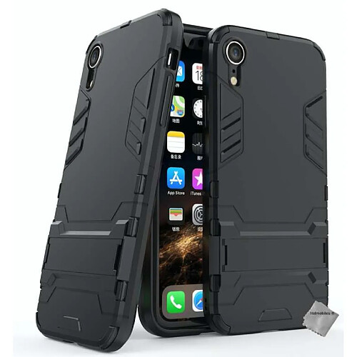 Htdmobiles Coque rigide anti choc pour Apple iPhone XR + verre trempe - NOIR