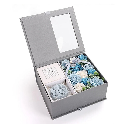 Wewoo Creative Valentin Cadeau Fleur De Savon Rose Coffret Souvenir Bleu