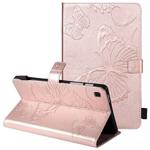 Etui en PU motif papillon avec support or rose pour votre Samsung Galaxy Tab A7 Lite 8.7 pouces/T225/T220