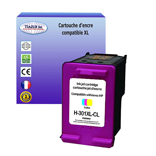 Cartouche compatible avec HP Envy 4500, 4501, 4502, 4503, 4504 remplace HP 301XL- Couleur - 18ml - T3AZUR