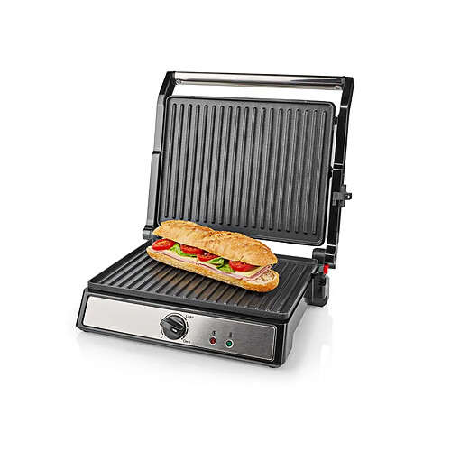 Grill viandes et panini 2000w noir/argent - KAGR141FSR - NEDIS