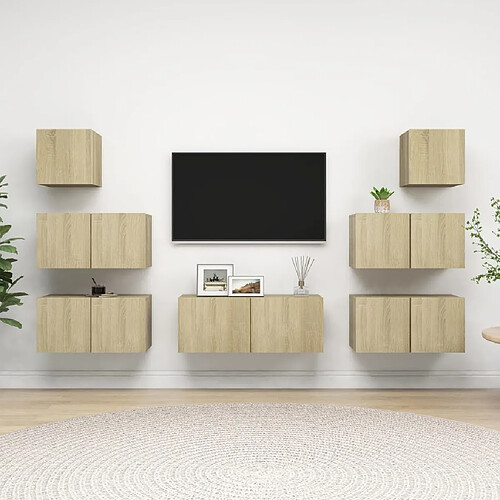 vidaXL Ensemble de meuble TV 7 pcs Chêne sonoma Bois d'ingénierie