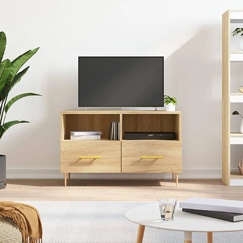 Maison Chic Meuble TV scandinave - Banc TV pour salon Chêne sonoma 80x36x50 cm Bois d'ingénierie -MN99403