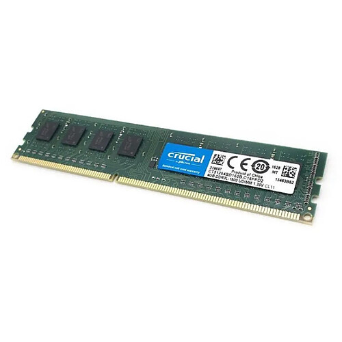 4Go RAM Crucial CT51264BD160B.C16FPD2 240Pin DDR3 PC3L-12800U 2Rx8 1.35v CL11 · Occasion