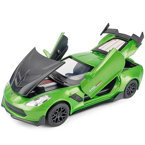 Universal Die Casting 1: 32 Corvette Supercar Modèle Voiture Alliage Voiture Simulation Retirer le véhicule Jouet de voiture pour cadeaux pour enfants | Die Casting Toy Car(Vert)