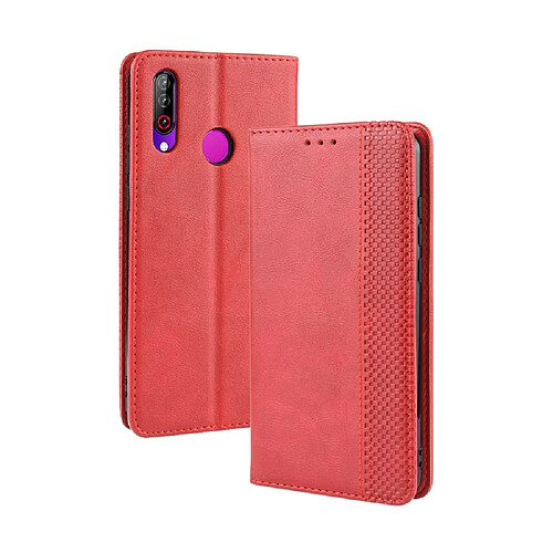 Wewoo Housse Coque Etui en cuir à boucle magnétique avec texture rétro et pour Crazy Horse LG W30avec supportlogements cartes et cadre photo Rouge