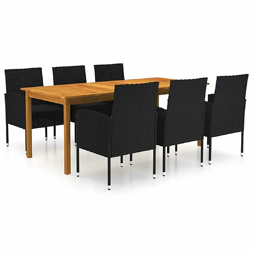 Salle à manger de jardin 7 pcs,Table et chaise à dîner Noir -MN64320