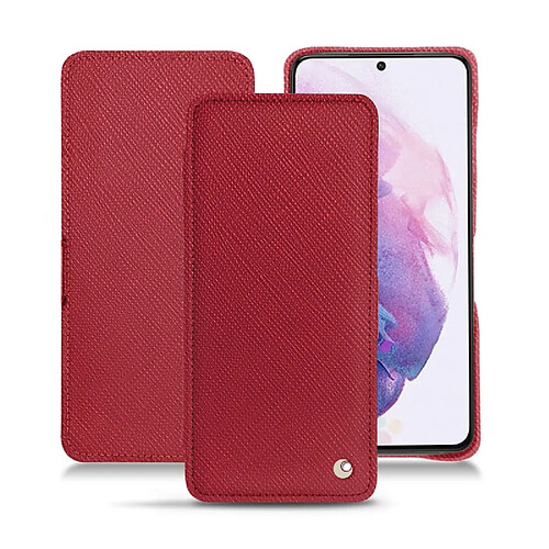 Housse cuir Samsung Galaxy S21 - Rabat horizontal - Rouge passion ( Pantone #a6192e ) - NOREVE