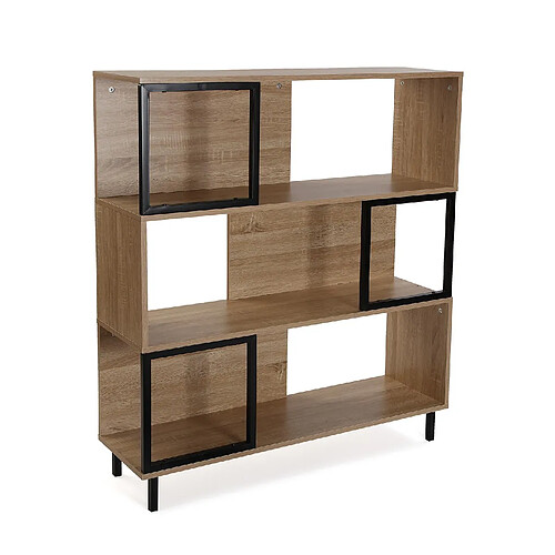 Versa Étagère murale de style industriel, Bibliothèque Broni 100x30x114cm,Bois et métal, Marron et noir