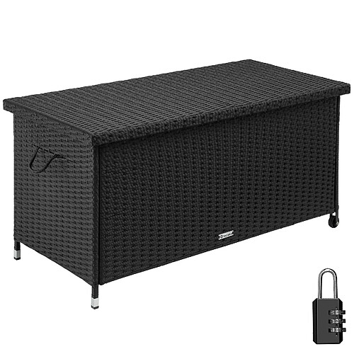 Tectake Coffre de jardin KIRUNA en rotin synthétique 120x55x61,5cm 270 L - noir