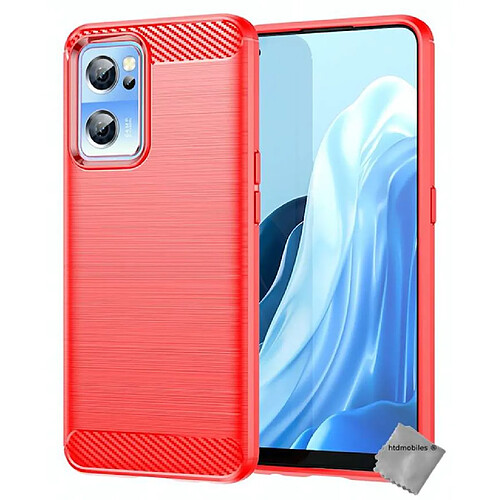 Htdmobiles Coque silicone gel carbone pour OnePlus Nord CE 2 5G + verre trempe - ROUGE