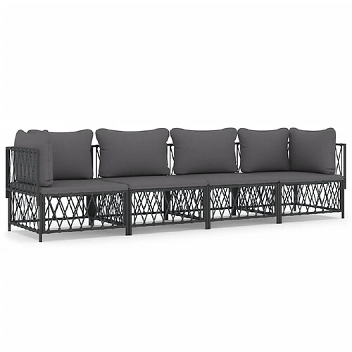 Maison Chic Salon de jardin 4 pcs avec coussins - Table et chaises d'extérieur - Mobilier/Meubles de jardin Moderne anthracite acier -MN48320